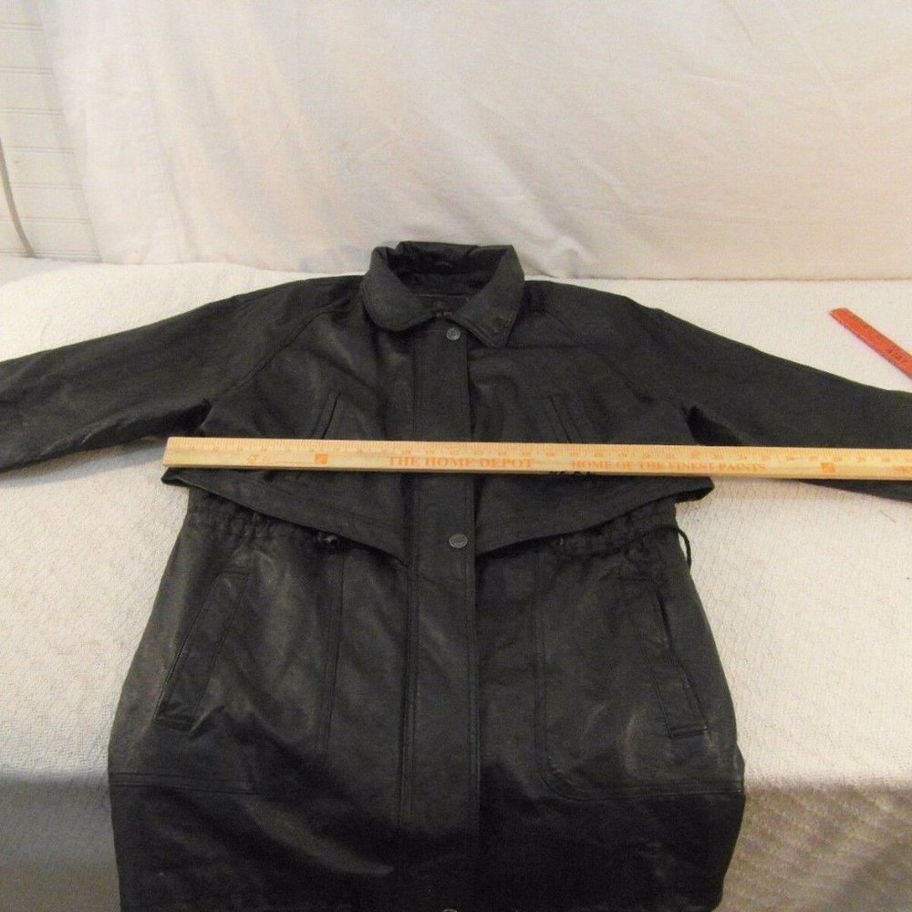 MEN'S OSCAR PIEL BLACK GENUINE LEATHER ZIP/BUTTON UP szMEDIUM JACKET IG 496